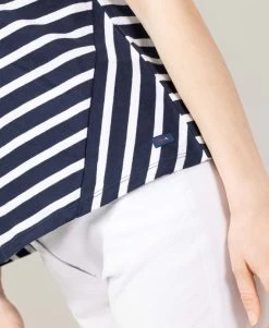 Marinière Femme Revisitée Col V Manches Courtes -Style Famille Boutique prod 10033 mariniere mc fond indigo raye blanc maience 666x812 fc7ea0111e0b