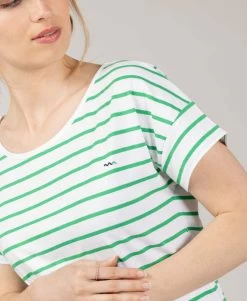 Marinière Manches Courtes Fond Blanc Rayé Vert Femme -Style Famille Boutique prod 10036 mariniere mc fond blanc raye vert tasmar 666x812 fc7ea0111e0b