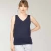 Débardeur Femme Bleu Marine Ajouré Dos Broderie Anglaise