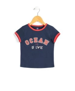T-Shirt Fille Bleu Marine "Océan"
