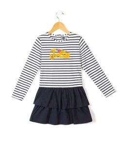 Robe Rayé Manches Longues Fille Effet 2 En 1