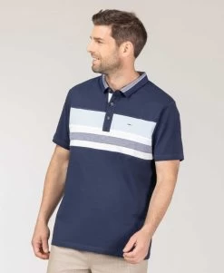Polo Rayé Bleu Marine Homme