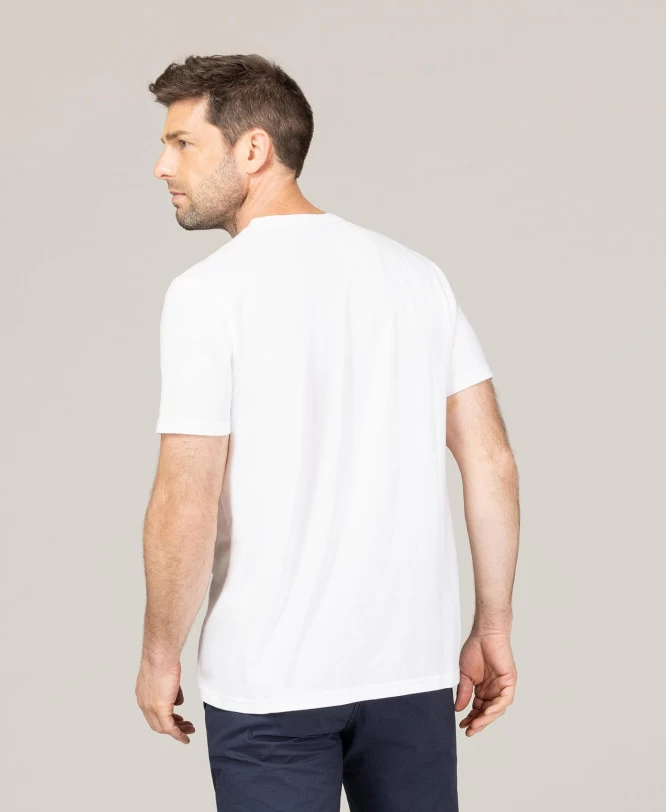 T-shirt Blanc Rayures Poitrine Homme 2 T-shirt Blanc Rayures Poitrine Homme – Image 2