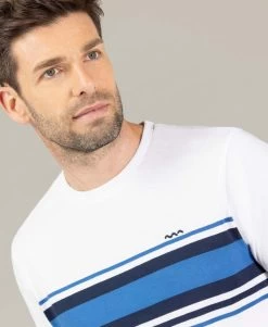 T-shirt Blanc Rayures Poitrine Homme 5 T-shirt Blanc Rayures Poitrine Homme -Style Famille Boutique prod 10284 tee shirt mc blanc theau 666x812 fc7ea0111e0b