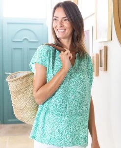 Blouse Verte Imprimé Femme