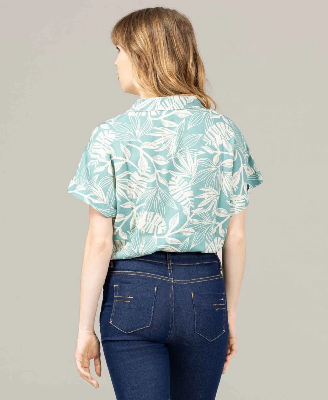 Chemise Femme Manches Courtes Imprimé Vert 5 Chemise Femme Manches Courtes Imprimé Vert – Image 5