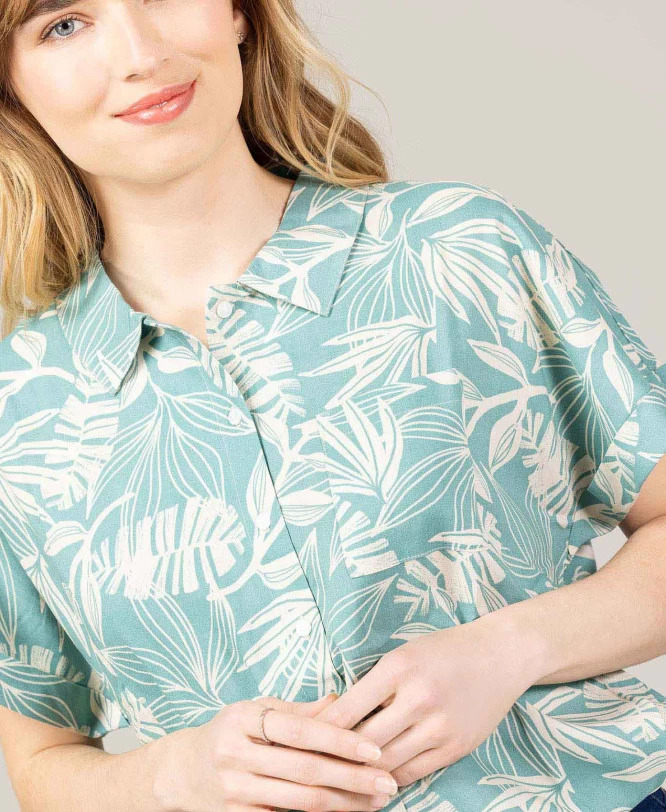 Chemise Femme Manches Courtes Imprimé Vert 6 Chemise Femme Manches Courtes Imprimé Vert – Image 6