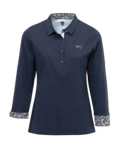 Polo Manches 3/4 Bleu Nuit Femme