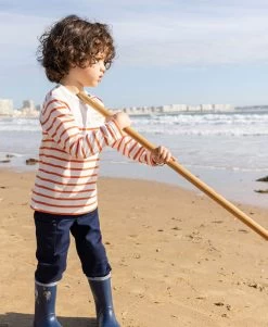 Marinière Garçon Orange/blanc