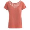 T-shit Femme Rouge Brique Avec Col En Dentelle