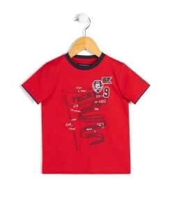 T-shirt Rouge Col Rond Garçon