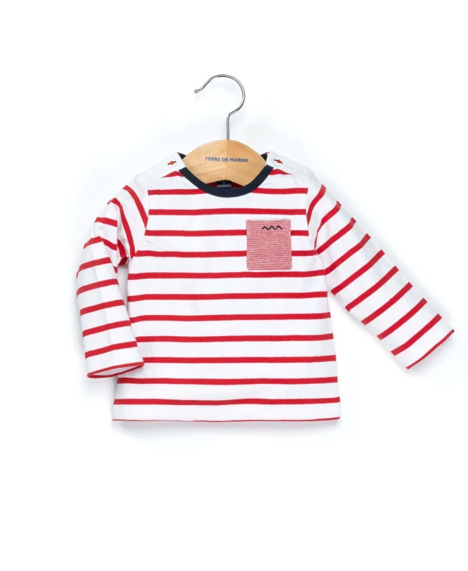 MARINIERE ML FOND BLANC RAYE ROUGE PELY 1 MARINIERE ML FOND BLANC RAYE ROUGE PELY