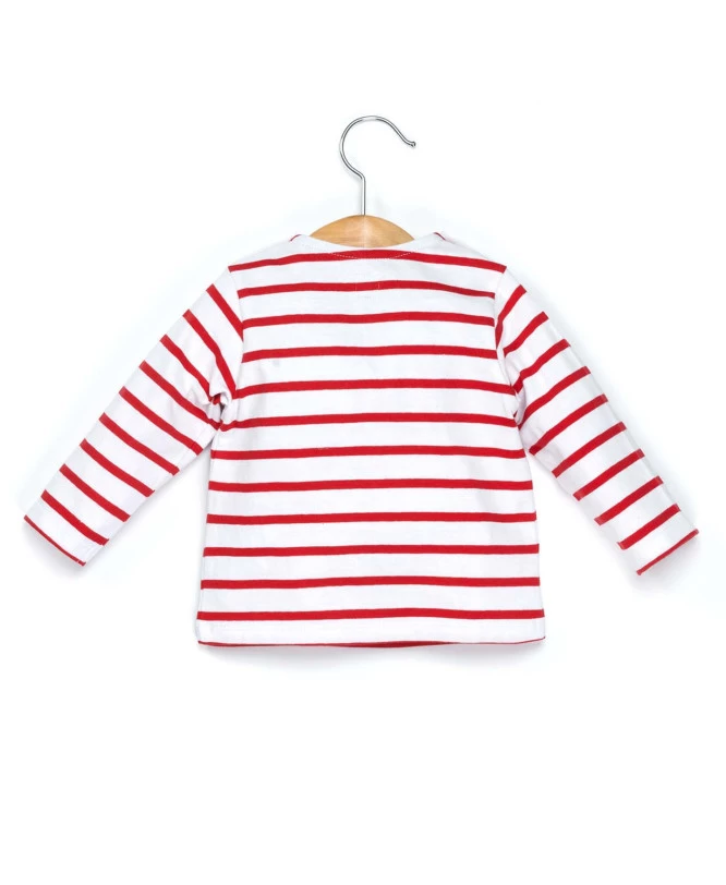 MARINIERE ML FOND BLANC RAYE ROUGE PELY 2 MARINIERE ML FOND BLANC RAYE ROUGE PELY – Image 2