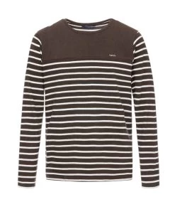 Marinière Manches Longues Homme Marron/blanc