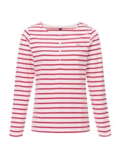 TEE SHIRT ML FOND NATUREL RAYE ROSE ACCOT