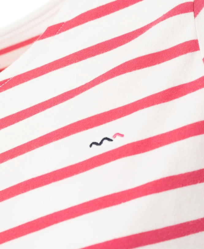 TEE SHIRT ML FOND NATUREL RAYE ROSE ACCOT 3 TEE SHIRT ML FOND NATUREL RAYE ROSE ACCOT – Image 3