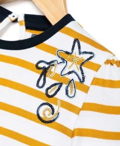 Marinière Fille Rayé Jaune à Sequins 5 Marinière Fille Rayé Jaune à Sequins -Style Famille Boutique prod 493 tee shirt ml fond naturel raye jaune chantix 666x812 fc7ea0111e0b