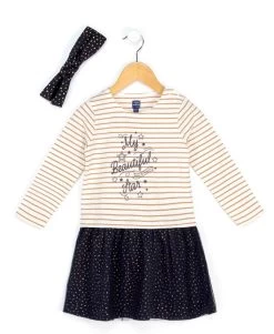 Robe Fille Effet 2 En 1 + Bandeau