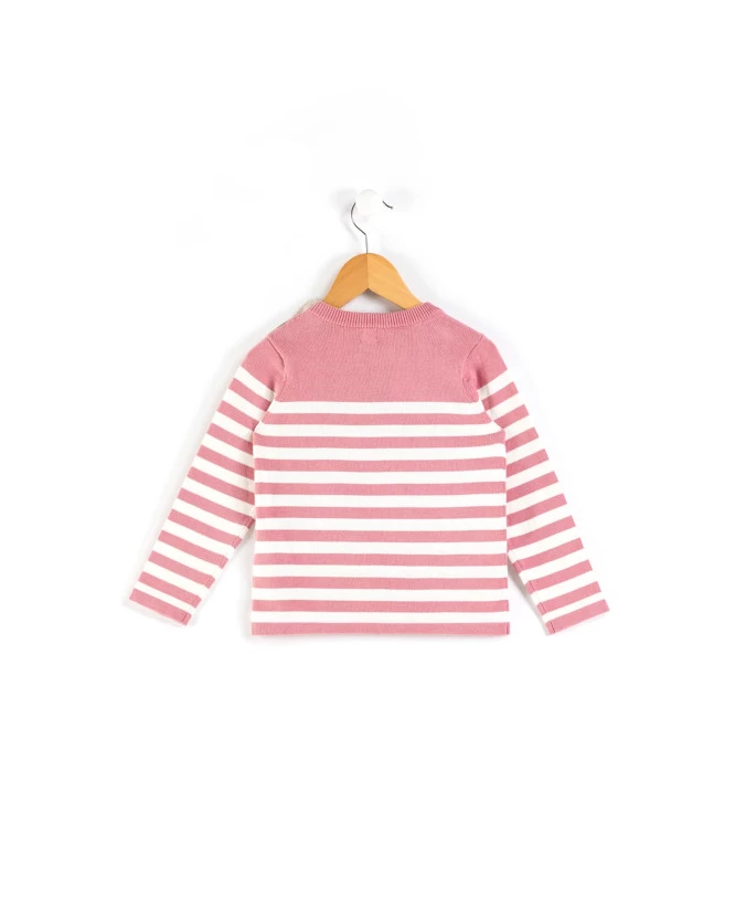 Pull Marin Rose Et Blanc Fille 2 Pull Marin Rose Et Blanc Fille – Image 2