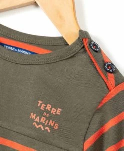 Marinière Manches Longues Garçon Orange/kaki -Style Famille Boutique prod 5466 mariniere ml fond kaki raye paprika cabatage 666x812 fc7ea0111e0b
