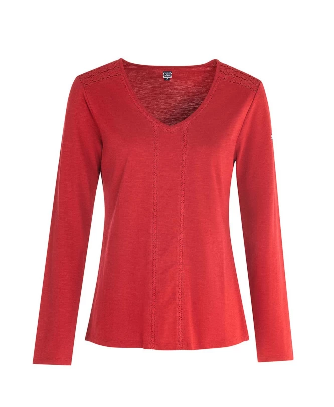 T-shirt Rouge Manches Longues Femme 1 T-shirt Rouge Manches Longues Femme