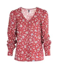 Chemise Rouge Imprimé Floral Femme