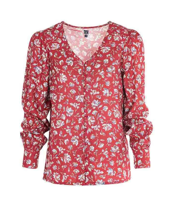 Chemise Rouge Imprimé Floral Femme 1 Chemise Rouge Imprimé Floral Femme