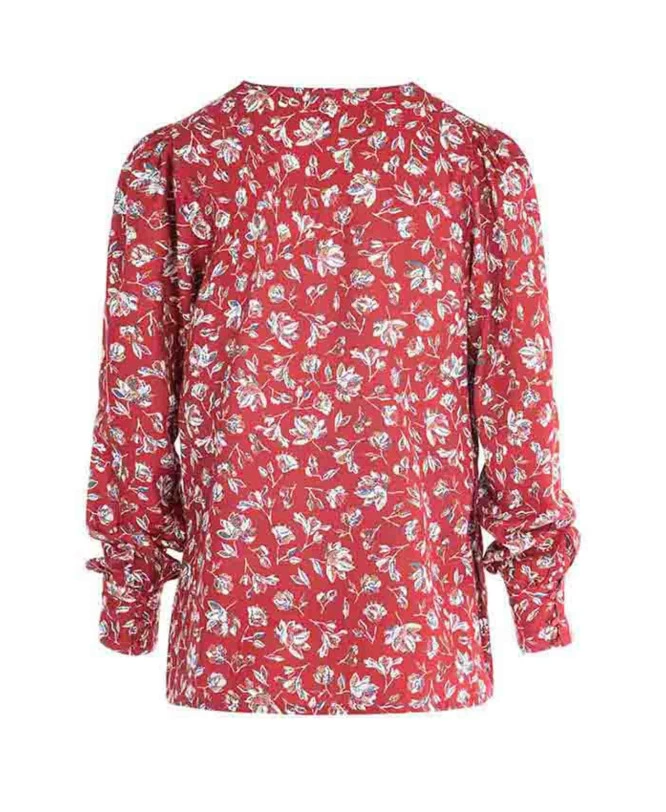 Chemise Rouge Imprimé Floral Femme 2 Chemise Rouge Imprimé Floral Femme – Image 2