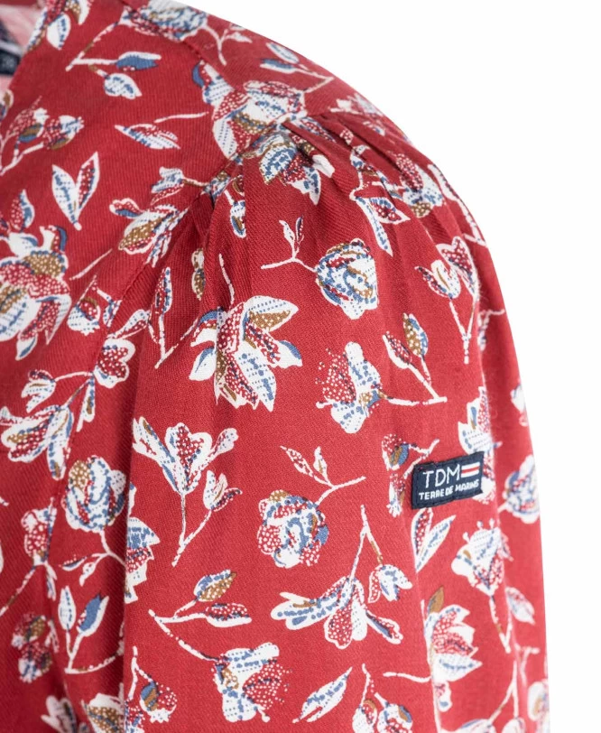 Chemise Rouge Imprimé Floral Femme 3 Chemise Rouge Imprimé Floral Femme – Image 3