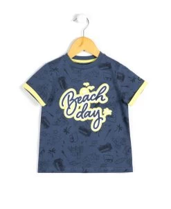 TEE SHIRT MC IMPRIME BLEU ARDOISE EVAZI