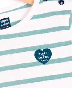 MARINIERE ML FD NATUREL RAYE VERT D'EAU POBATI -Style Famille Boutique prod 5884 mariniere ml fd naturel raye vert d eau pobati 666x812 fc7ea0111e0b