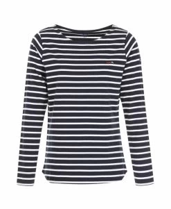 MARINIERE ML FOND INDIGO RAYE BLANC PACAGE