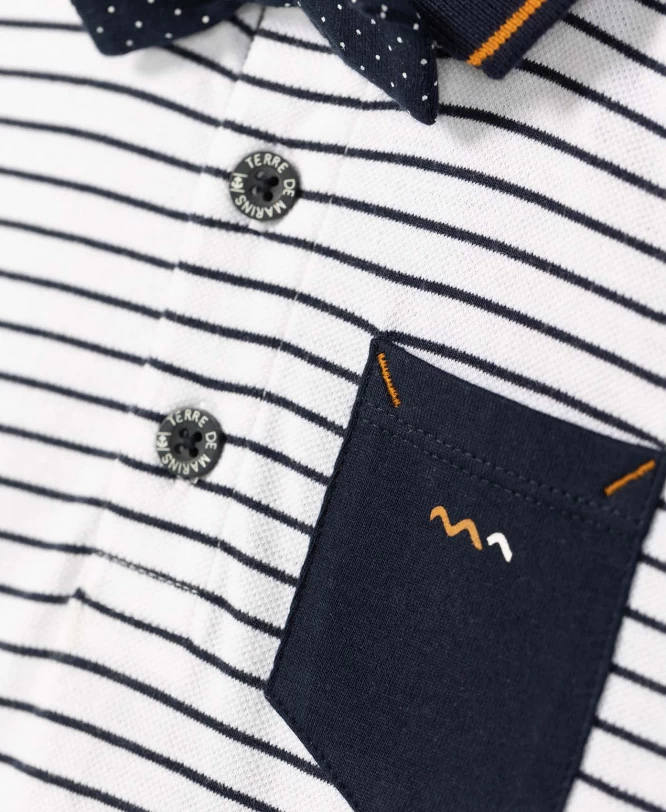 POLO MC FOND BLANC RAYE BLEU CARNO 3 POLO MC FOND BLANC RAYE BLEU CARNO – Image 3