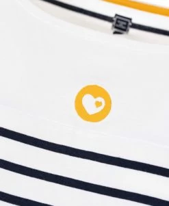 Marinière De Grossesse manches 3/4 Fond Blanc Femme -Style Famille Boutique prod 5917 tee shirt m3 4 fond blanc raye indigo matma 666x812 fc7ea0111e0b