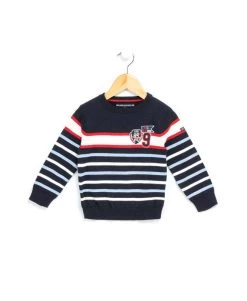 Pull Rayé Bleu Marine Garçon