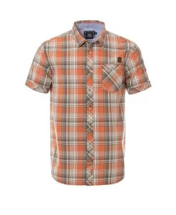 Chemise à Carreaux Homme Orange