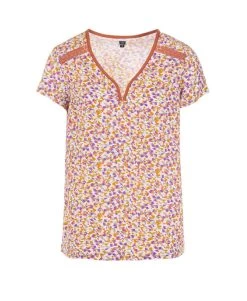 Blouse Manches Courtes Imprimé Rouge Femme