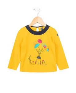 T-shitrt Manches Longues Fille Imprimé Jaune