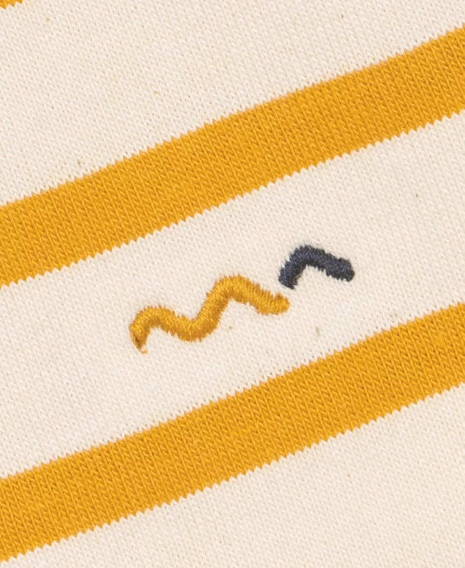 Marinière Garçon Manches Courtes Fond Grège Rayé Jaune 3 Marinière Garçon Manches Courtes Fond Grège Rayé Jaune – Image 3