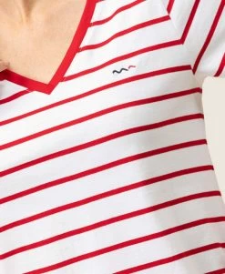 Marinière Manches Courtes Femme Fond Blanc Rayé Rouge 7 Marinière Manches Courtes Femme Fond Blanc Rayé Rouge -Style Famille Boutique prod 6688 mariniere mc fond blanc raye rouge palava 666x812 fc7ea0111e0b