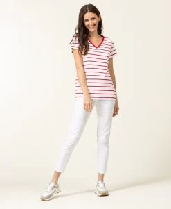 Marinière Manches Courtes Femme Fond Blanc Rayé Rouge 8 Marinière Manches Courtes Femme Fond Blanc Rayé Rouge -Style Famille Boutique prod 6690 mariniere mc fond blanc raye rouge palava 666x812 fc7ea0111e0b