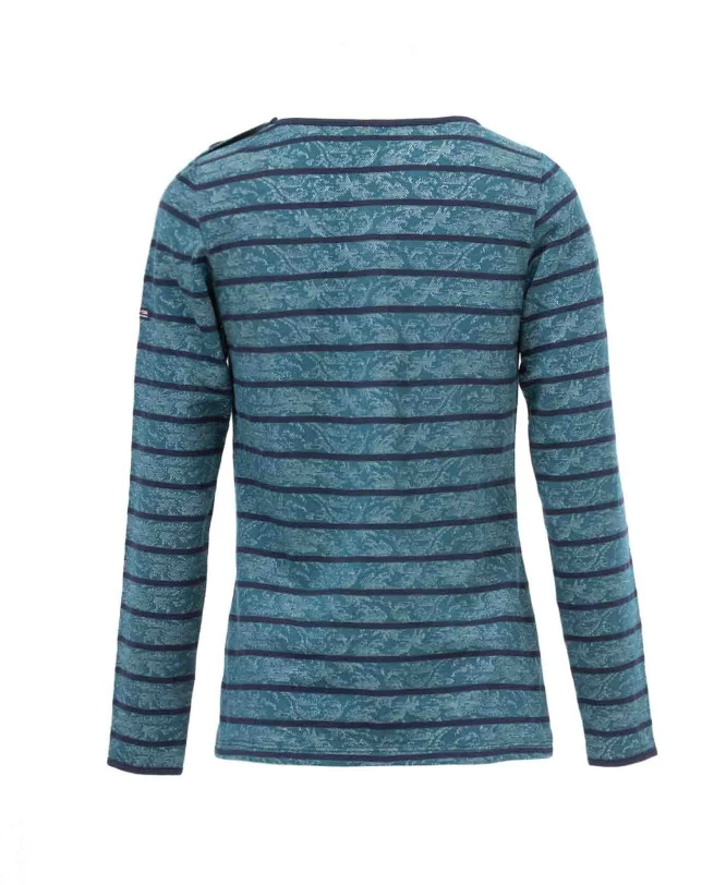 T-shirt Rayé Manches Longues Femme Fond émeraude 2 T-shirt Rayé Manches Longues Femme Fond émeraude – Image 2