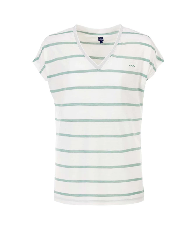 TEE SHIRT MC RAYE BLANC OPTIQUE/ VERT PALE ABE 1 TEE SHIRT MC RAYE BLANC OPTIQUE/ VERT PALE ABE