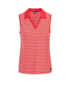 POLO SsM FOND ROUGE RAYE BLANC CADY Polo F FOND ROU