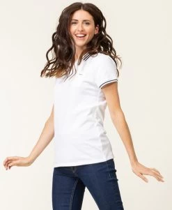 Polo Manches Courtes Blanc Femme