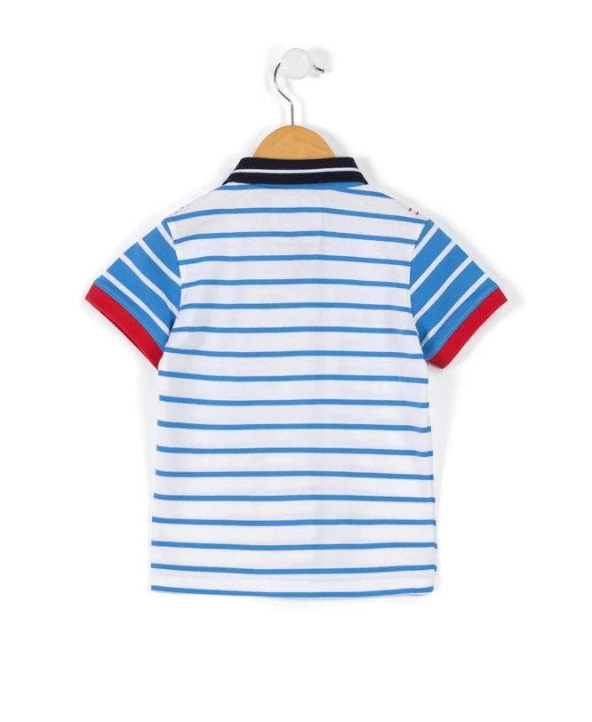 POLO MC FOND BLANC RAYE BLEU CIRAYE 2 POLO MC FOND BLANC RAYE BLEU CIRAYE – Image 2