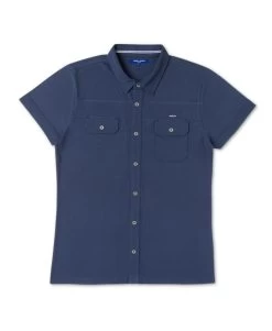 Chemise Manches Courtes Bleu Marine Homme