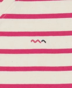 Marinière éco Conçue Femme Manches Courtes Rose/blanc -Style Famille Boutique prod 7120 mariniere mc fond grege raye rose ecofek 666x812 fc7ea0111e0b