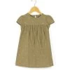 Robe Manches Courtes Gaze De Coton Kaki Fille