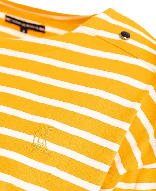 T-shirt Manches Longues Rayé Jaune Femme 3 T-shirt Manches Longues Rayé Jaune Femme – Image 3